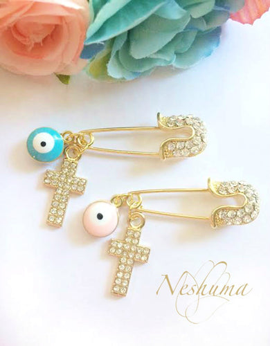 Gold Allah Charm Muslim Baby Pin, Nazar Safety Pin, Name Pin with Alla –  Neshuma