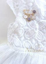 Load image into Gallery viewer, Luxury Baby Pin Brooch with Evil Eye Personalized with Initial Letter