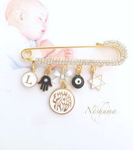 Load image into Gallery viewer, Jewish baby gift, Jewish Stroller pin, Shema Israel Jewish Judaica Baby Pin Brooch