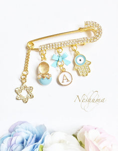 Jewish Baby Pin, Jewish Baby Gift, Pink or Blue Stroller Pin for a Jewish Baby / Star of David, Jewish Star, Hamsa Custom Baby Pin